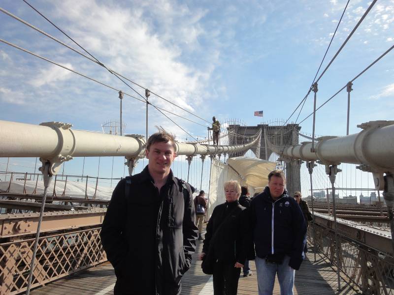 crossing the Brooklyn Bridge